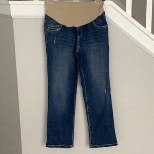 Indigo Blue Maternity Cropped Jeans